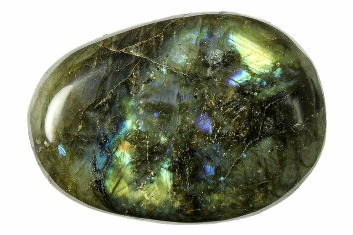 Flashy, Polished Labradorite Palm Stone - Madagascar #290499